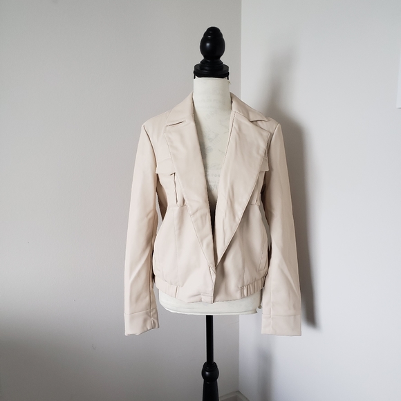 I.N.C international concepts womens faux leather jacket beige size medium - Picture 2 of 8